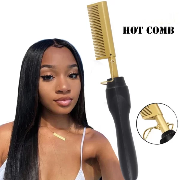 2 in 1 Electric Hot Heating Comb Hair Straightener Curler Styling Tool