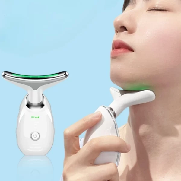 Neck Massager Facial Lift Three Light Modes Skin Tightening Device LED Beauty Instrument