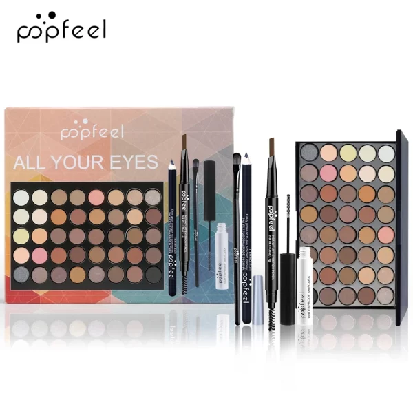 POPFEEL Eyeshadow Palette, Eyeliner, Mascara, Eyebrow Pencil, Makeup Set