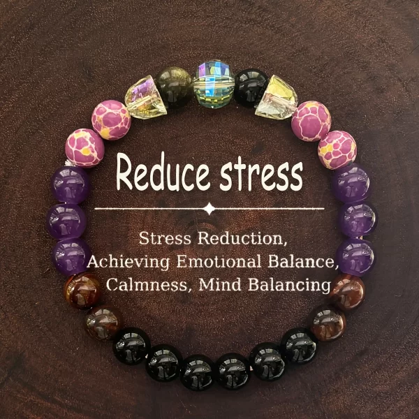 Red Tiger Eye Stone Imperial Jasper and Crystals Handmade Beaded Bracelet Energy Balancing