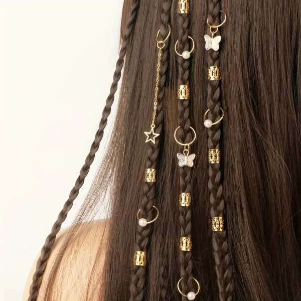 28 Pcs Hair Braids Cuffs, Hair Charms Dreadlock Braid Jewelry