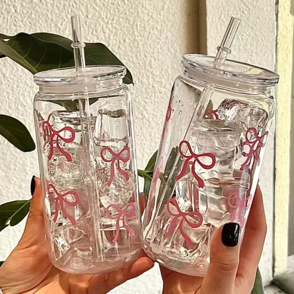 1 piece pink bow plastic cup