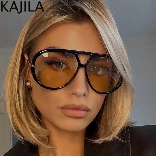 Oversized Pilot Oval Punk Sunglasses Women Big Frame UV400