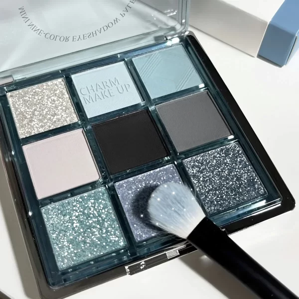 9 Colors Punk Smoky Blue-Black, Matte Chocolate Brown, Shimmer Shiny Eyeshadow Pallete