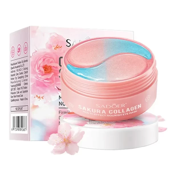 60 pcs SADOER Sakura Collagen Anti Dark Circles Bags Removal Moisturizing Firming Eye Mask Patches