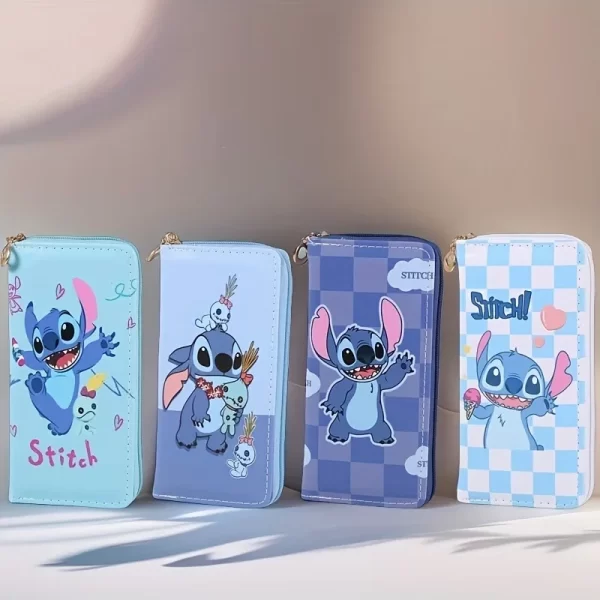 Stitch Vintage Style Long Wallet with Zipper Pocket, Clutch Bag, ID Card Holder