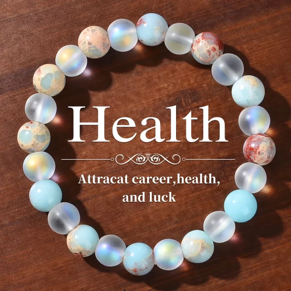 1 Piece Aura Quartz and Ocean Sediment Beaded Bracelet - Unisex