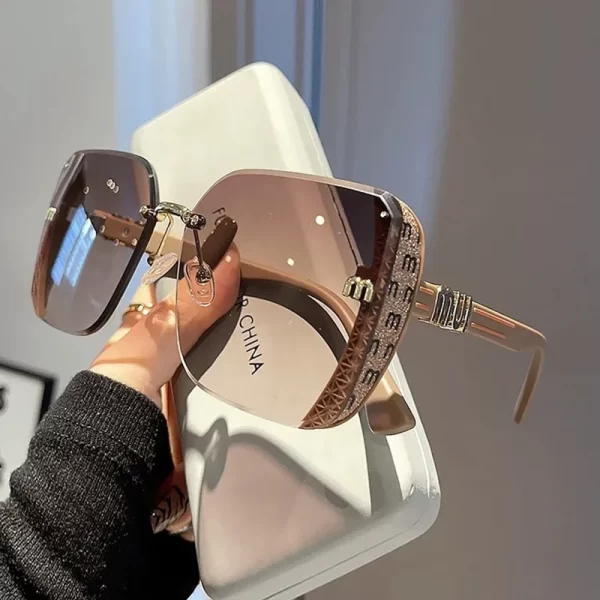 2025 New fashion trimmed sunglasses half frame women DS-1002