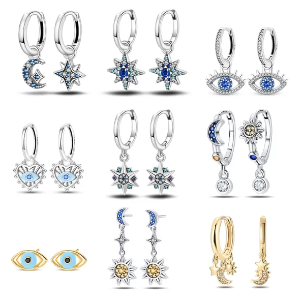 Sterling Silver Evil Eye Series Drop Pendant Earrings