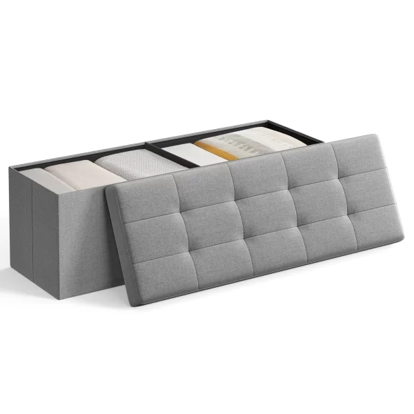 43 Inches Folding Storage Ottoman Bench, End of Bed Bench, Storage Chest