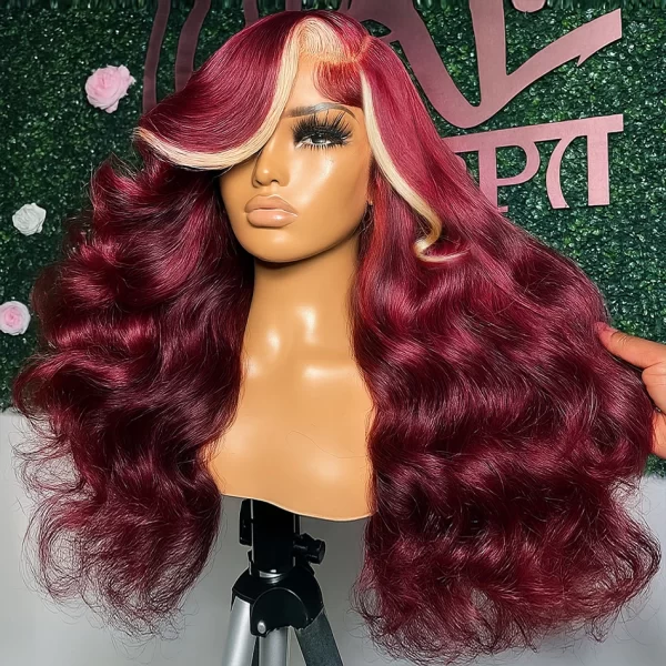 Burgundy 99J 613 Blonde Highlighted Wig Body Wave 13x4 Lace Frontal Wig Human Hair Brazilian Water