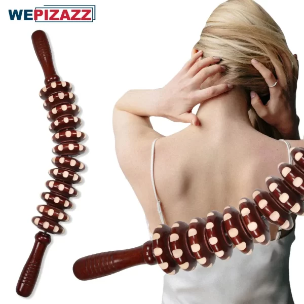 Wooden Waist Thigh Muscle Massager Roller Stick for Lymphatic Drainage, Anti Cellulite and Deep Tissue