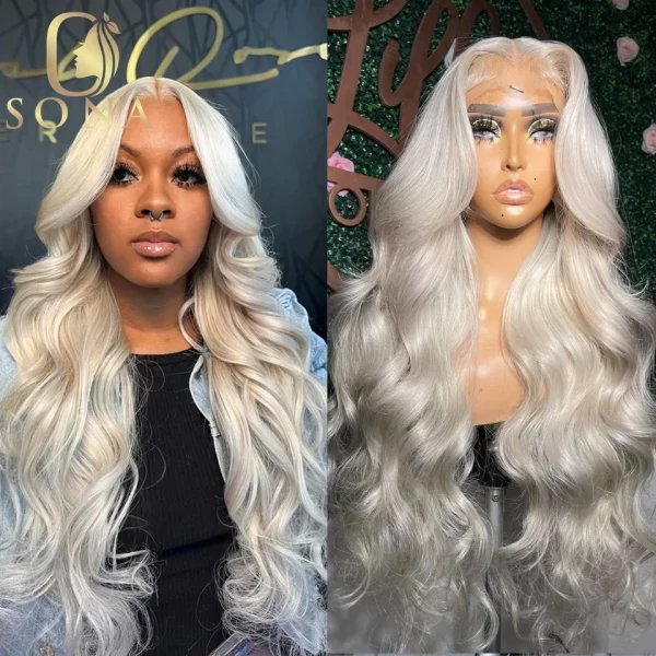 Platinum Ash Blonde White Transparent Lace Front Wig Human Hair