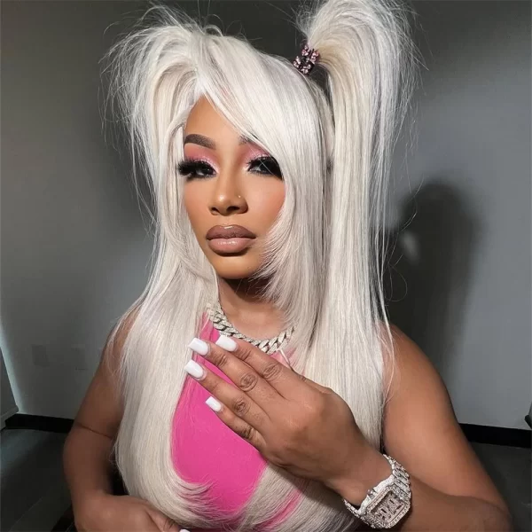 Platinum Ash Blonde Lace Front Pre Plucked Human Hair Wig