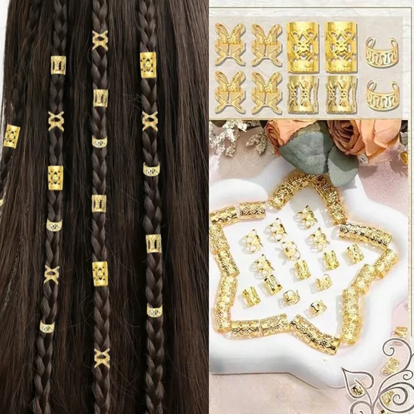 40PCS Hair Jewelry Cuffs For Braids and Dreadlock Multi Style Braids Accessories
