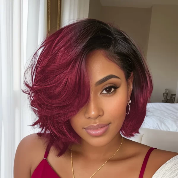 Human Hair Straight Bob 13x4 Lace Frontal Transparent Lace Natural Preplucked Pixie Cut Wig