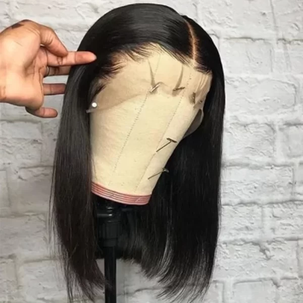 Short Bob Straight Brazilian Remy Human Hair Transparent Lace Front Wig