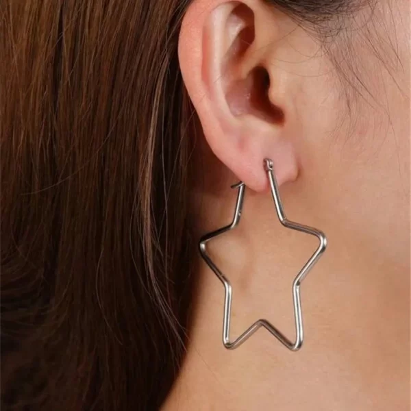 1Pair Lovely Women Fashion Hollow Five Star Earrings
