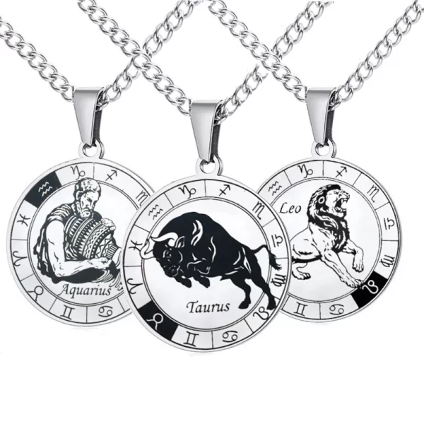 Stainless Steel 12 Zodiac Sign For Men & Women Constellation Necklace