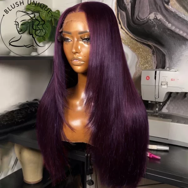 Highlight Straight Lace Frontal Wig 13x6 HD Layered Lace Front Wig Synthetic Pre Plucked Ombre Blonde